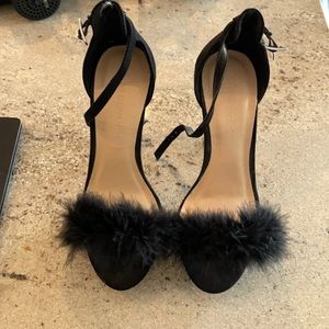 Black Fuzzy Heels